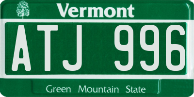 VT license plate ATJ996