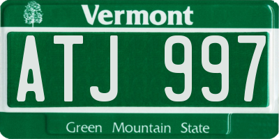 VT license plate ATJ997