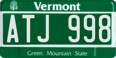 VT license plate ATJ998