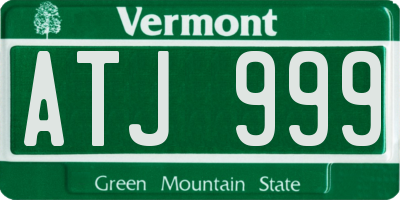 VT license plate ATJ999