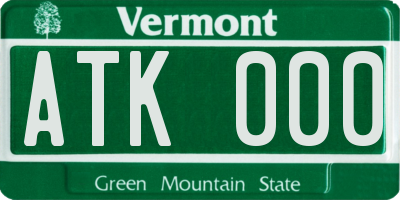 VT license plate ATK000