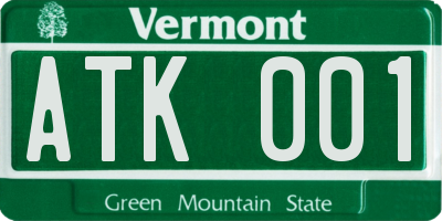 VT license plate ATK001
