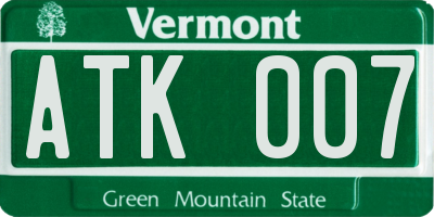 VT license plate ATK007