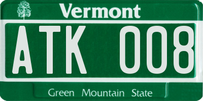 VT license plate ATK008