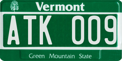 VT license plate ATK009