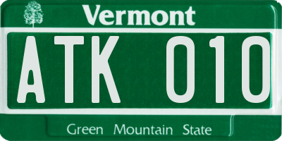 VT license plate ATK010