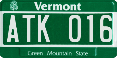 VT license plate ATK016