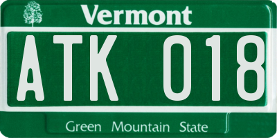 VT license plate ATK018