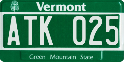 VT license plate ATK025