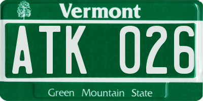 VT license plate ATK026