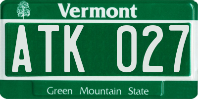 VT license plate ATK027