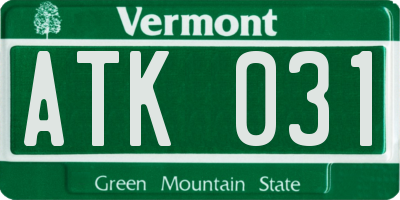 VT license plate ATK031