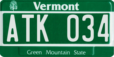 VT license plate ATK034