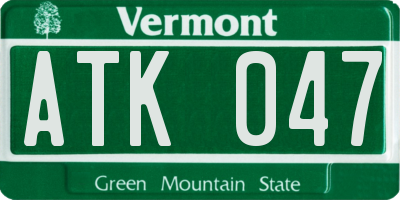 VT license plate ATK047