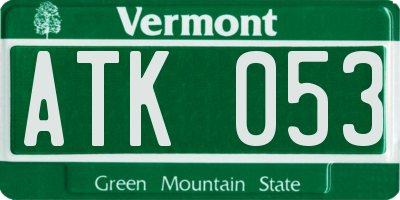 VT license plate ATK053