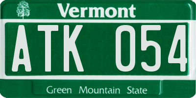 VT license plate ATK054