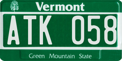 VT license plate ATK058