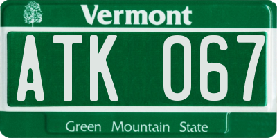 VT license plate ATK067