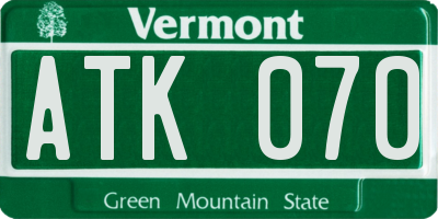 VT license plate ATK070