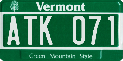 VT license plate ATK071