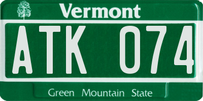 VT license plate ATK074