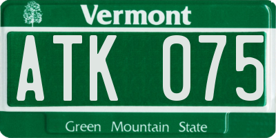 VT license plate ATK075