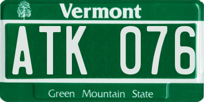 VT license plate ATK076