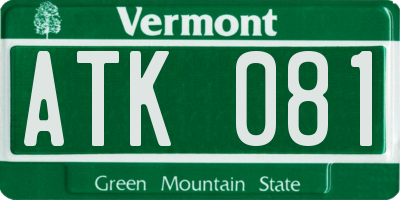 VT license plate ATK081