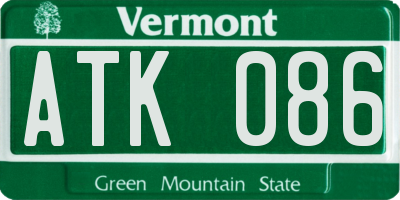 VT license plate ATK086