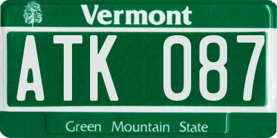 VT license plate ATK087
