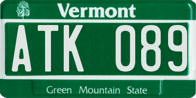 VT license plate ATK089