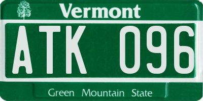 VT license plate ATK096