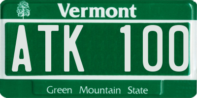 VT license plate ATK100