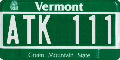 VT license plate ATK111