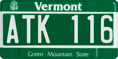 VT license plate ATK116