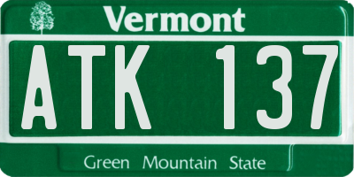 VT license plate ATK137