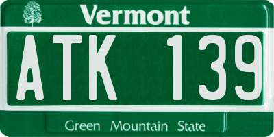 VT license plate ATK139