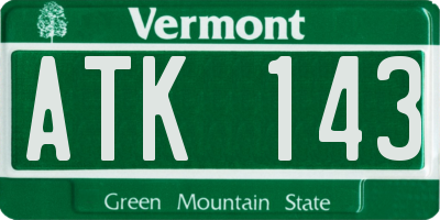 VT license plate ATK143