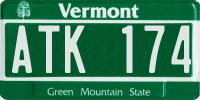 VT license plate ATK174