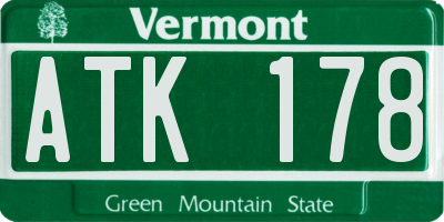 VT license plate ATK178