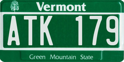 VT license plate ATK179