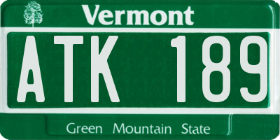 VT license plate ATK189