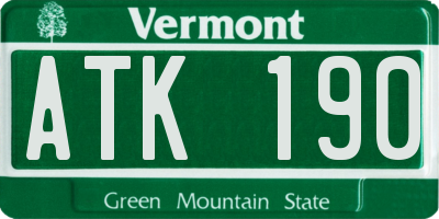 VT license plate ATK190