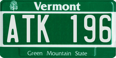 VT license plate ATK196