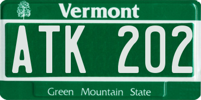 VT license plate ATK202