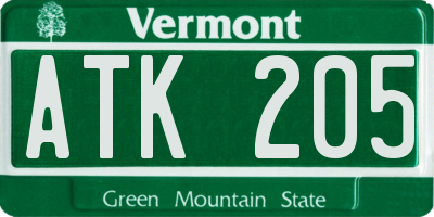 VT license plate ATK205