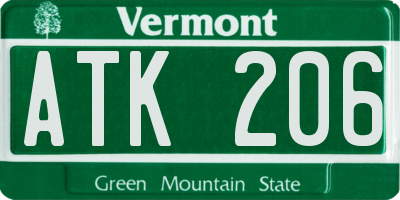 VT license plate ATK206