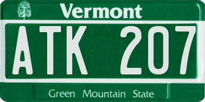 VT license plate ATK207