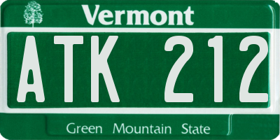 VT license plate ATK212