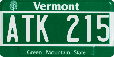 VT license plate ATK215